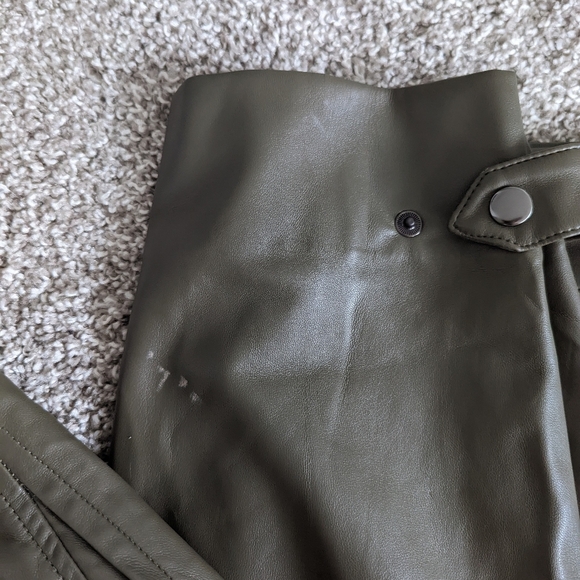 MNG Green Pleather HR Cargo Pants - Picture 3 of 10
